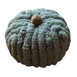 Chenille Pumpkin Halloween Fall Thanksgiving Decor Centerpiece Cozy Green Twine